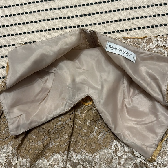 Rinascimento Yellow, Beige and White Lace a-line dress - Picture 5 of 5